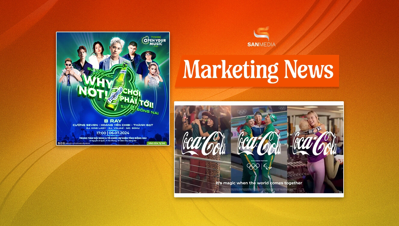 Marketing News: Tuborg công bố chuỗi sự kiện âm nhạc hoành tráng chào sân thị trường Đông Nam Bộ, Coca-Cola tận dụng cái ôm mang tính biểu tượng của làm chủ đề cho Olympic Paris.